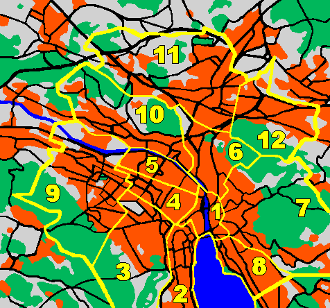 Die Stadtkreise von Zuerich